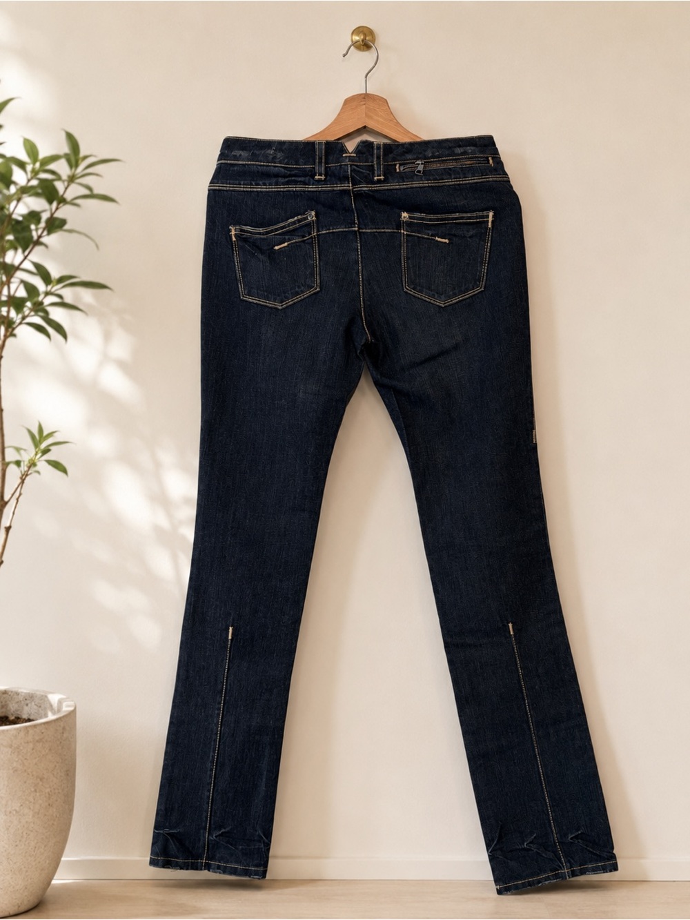 Neil Barrett Italy High Rise Cross Stitch Zip Pocket Jeans 27